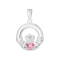 Pink Topaz Claddagh Pendant Sterling Silver 925 Hallmarked All Chain Lengths