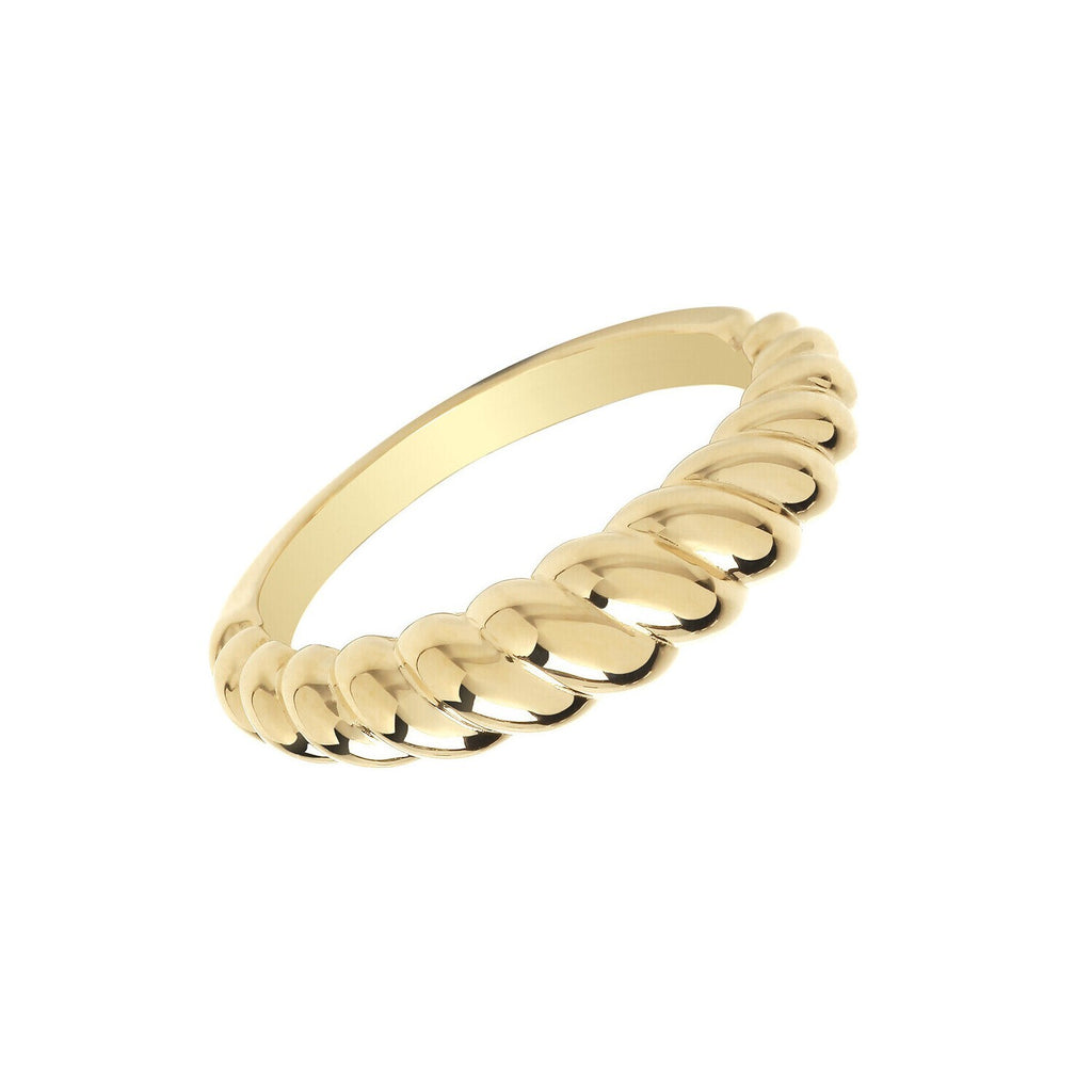 Gold Twist Ring 9ct Yellow Gold Hallmarked Sizes L - S British Made