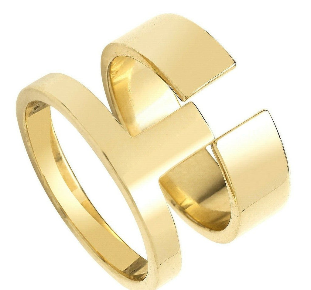 Sterling Silver Ring Interlocking Gold Plated 925 Hallmarked Size H - T