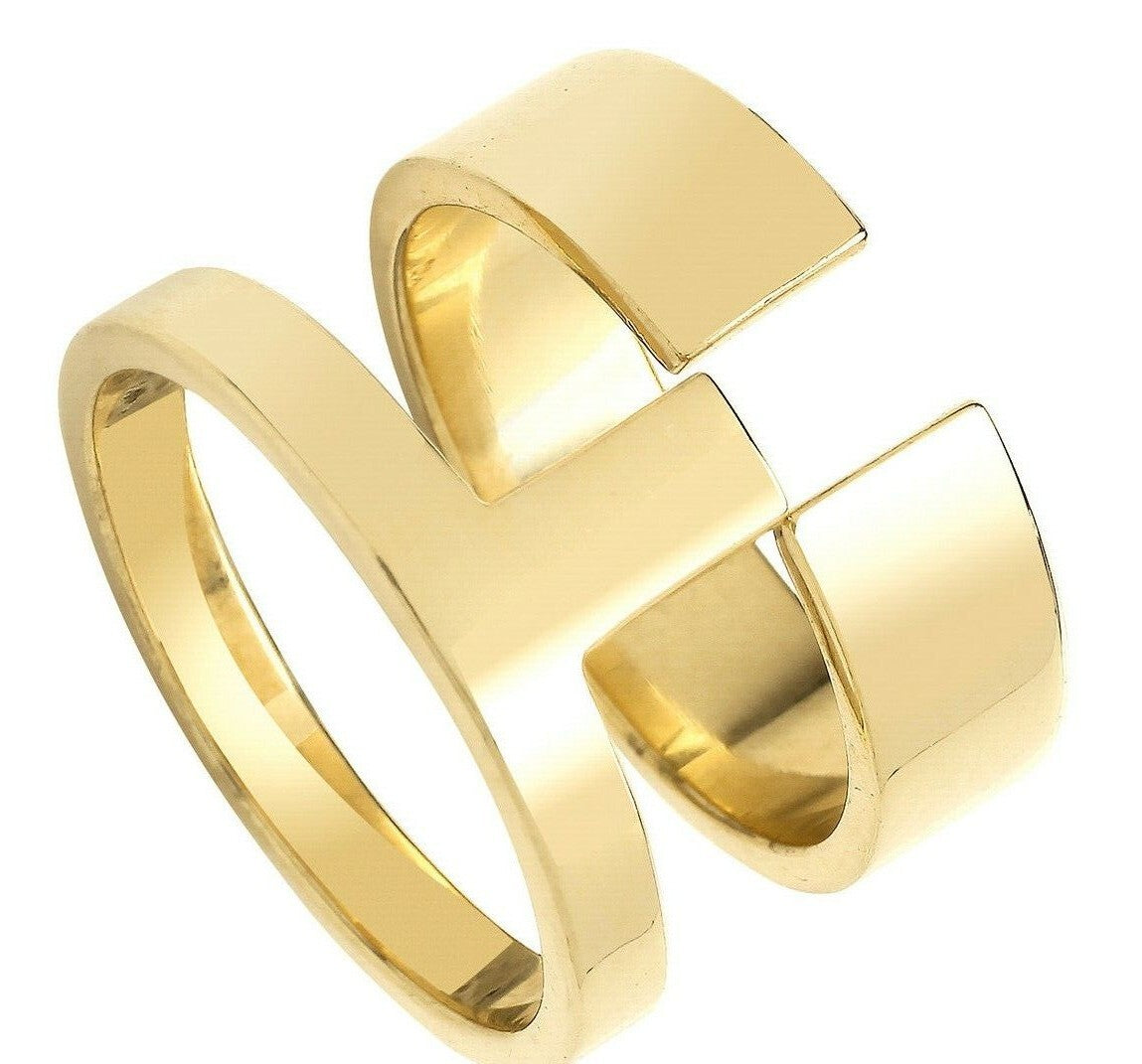 Sterling Silver Ring Interlocking Gold Plated 925 Hallmarked Size H - T