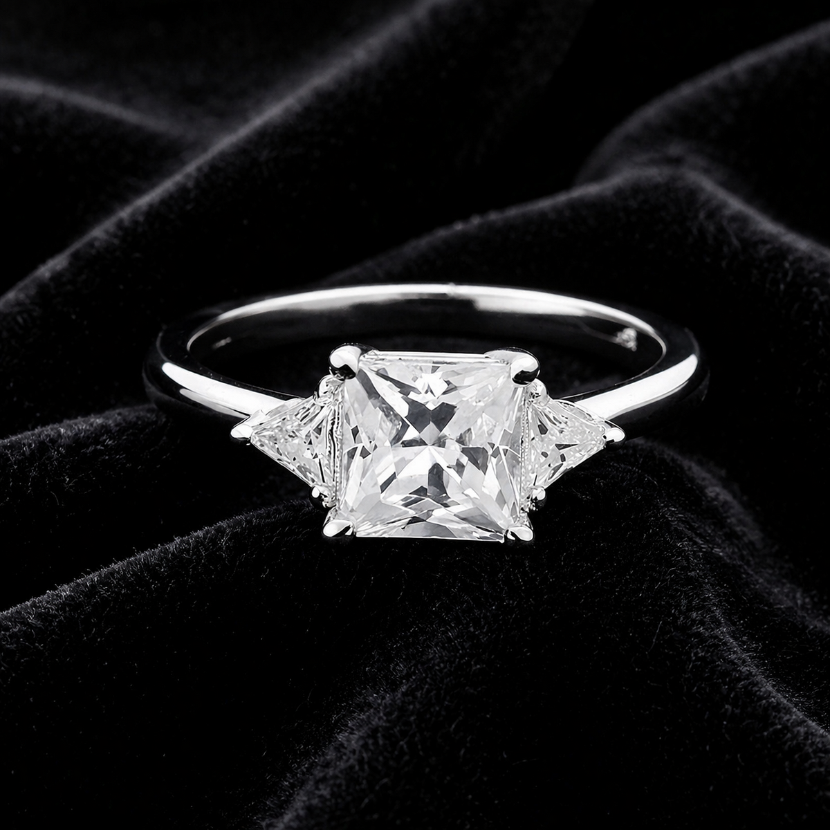 Cushion Cluster Ring Sterling Silver 925 Hallmark British Made Size L - Q