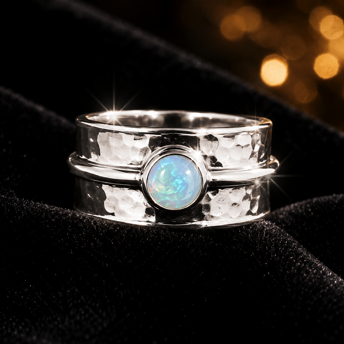 Flush Moonstone Spinner Ring Sterling Silver 925 Hallmarked Size K - T