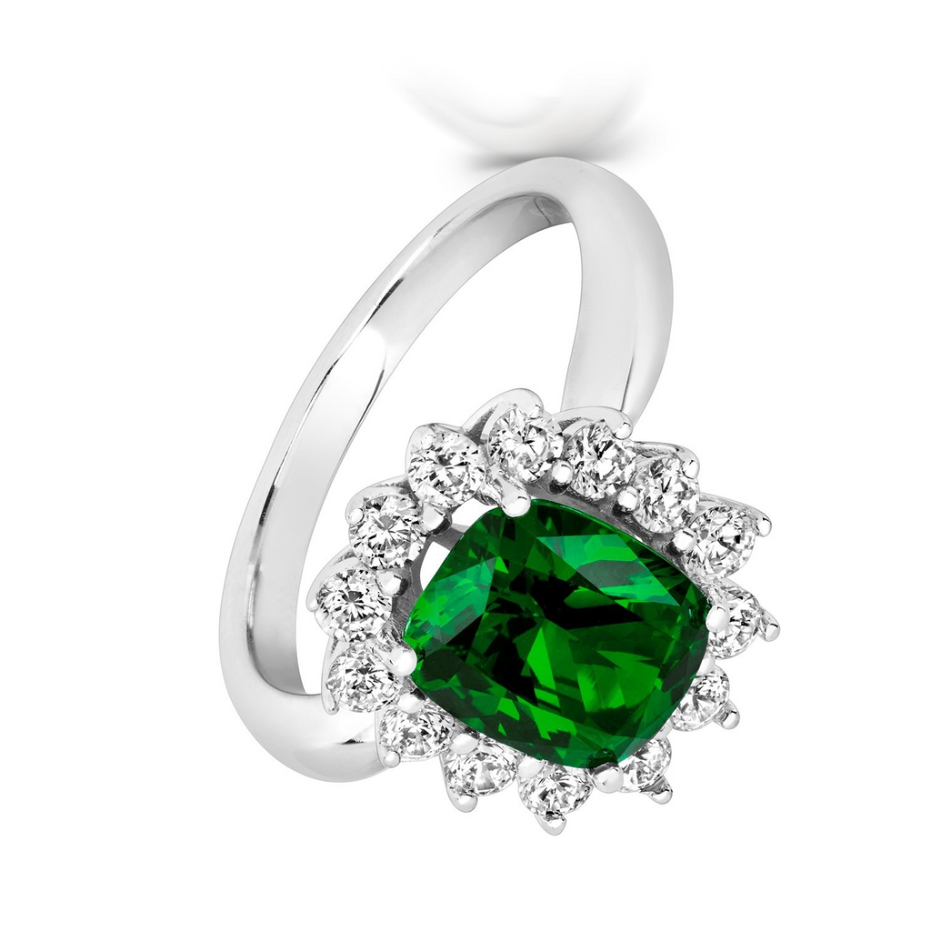Rectangular Emerald Ring Sterling Silver 925 Hallmark Sizes I - P British Made