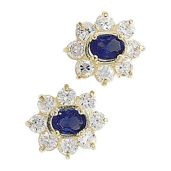 Sapphire Cluster Earrings 9ct Yellow Gold Hallmarked British Made New Boxed