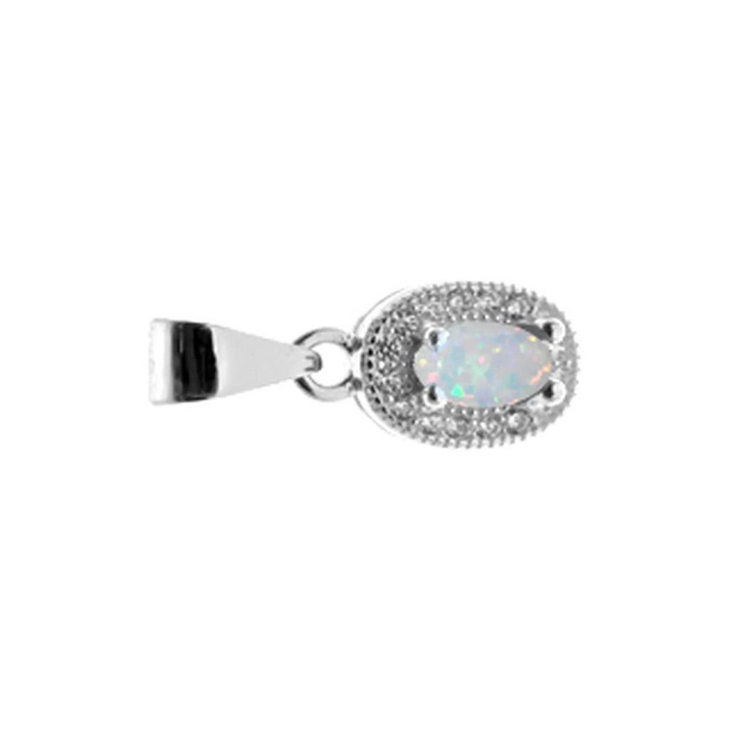 Halo Opal Pendant Sterling Silver 925 Hallmarked All Chain Lengths Brand New