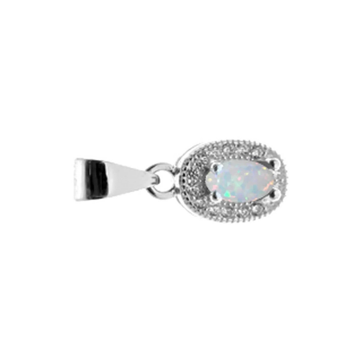 Halo Opal Pendant Sterling Silver 925 Hallmarked All Chain Lengths Brand New