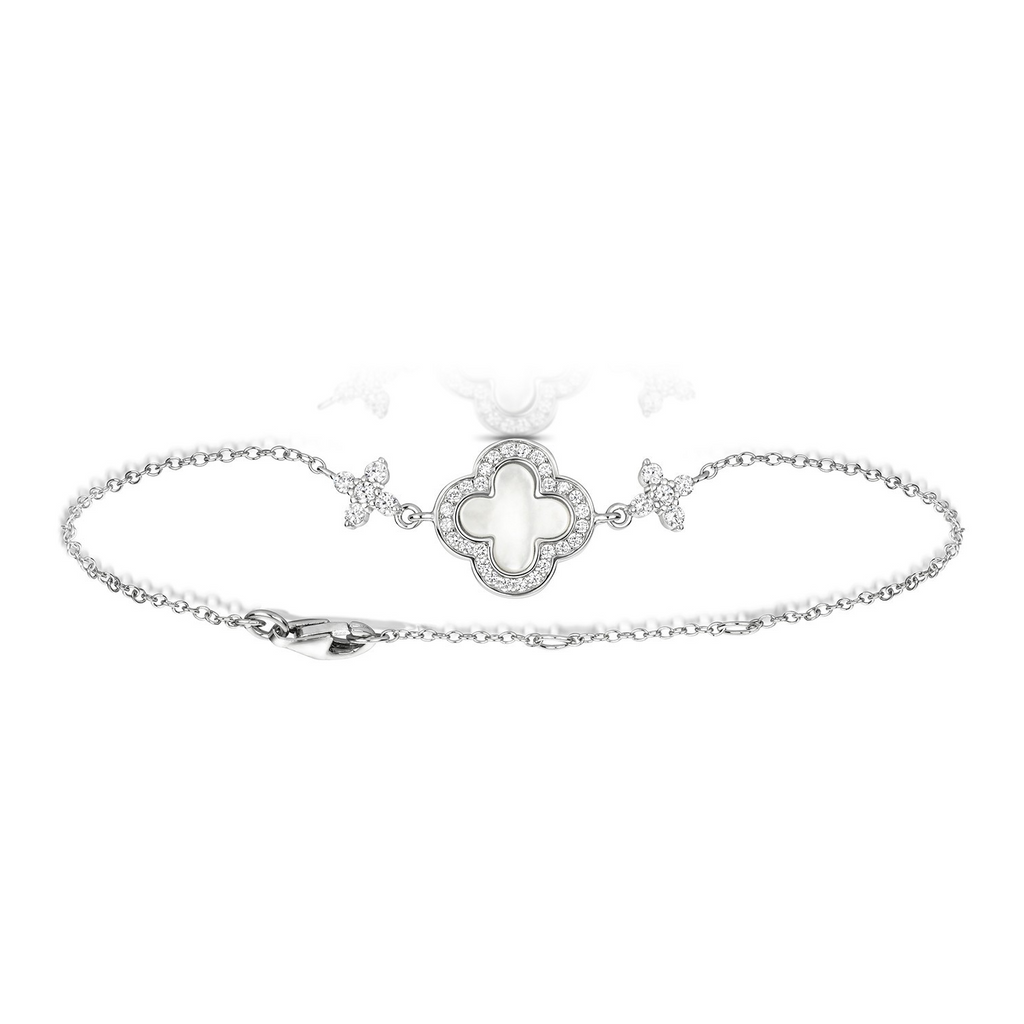 Quatrefoil Mother Of Pearl Bracelet Sterling Silver 925 Hallmark Brand New Boxed
