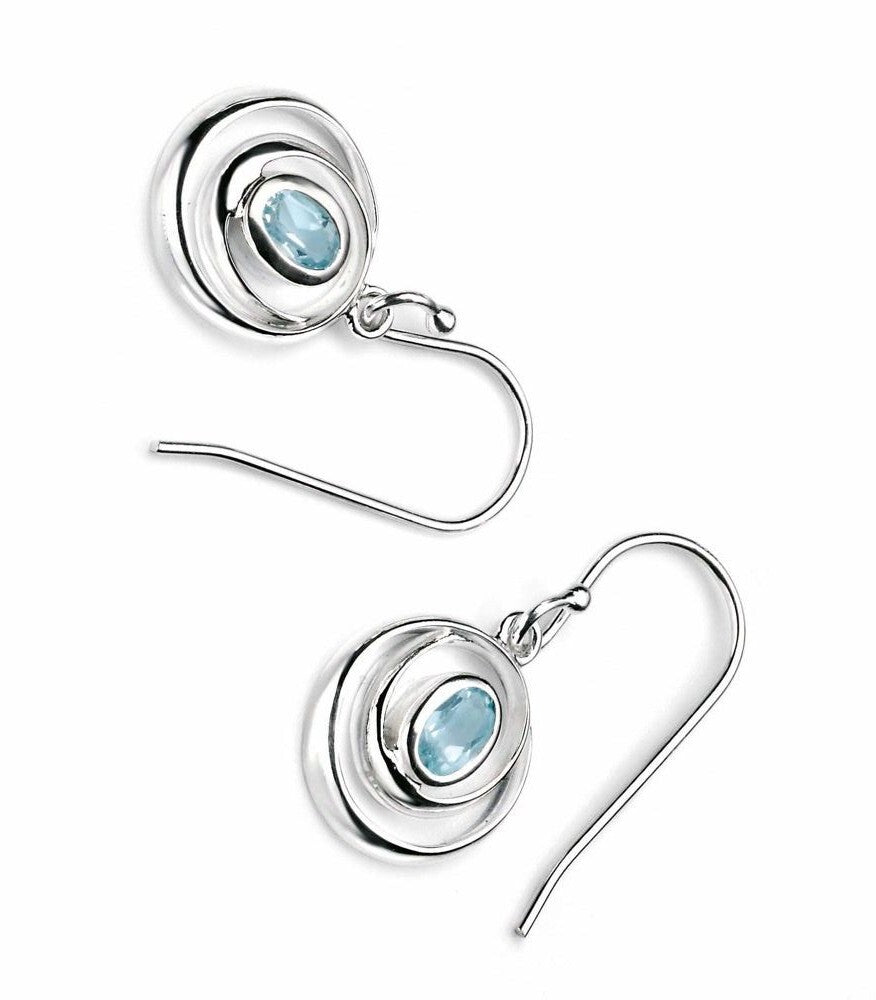 Loop Blue Topaz Drop Earrings Sterling Silver 925 Hallmarked Brand New Boxed