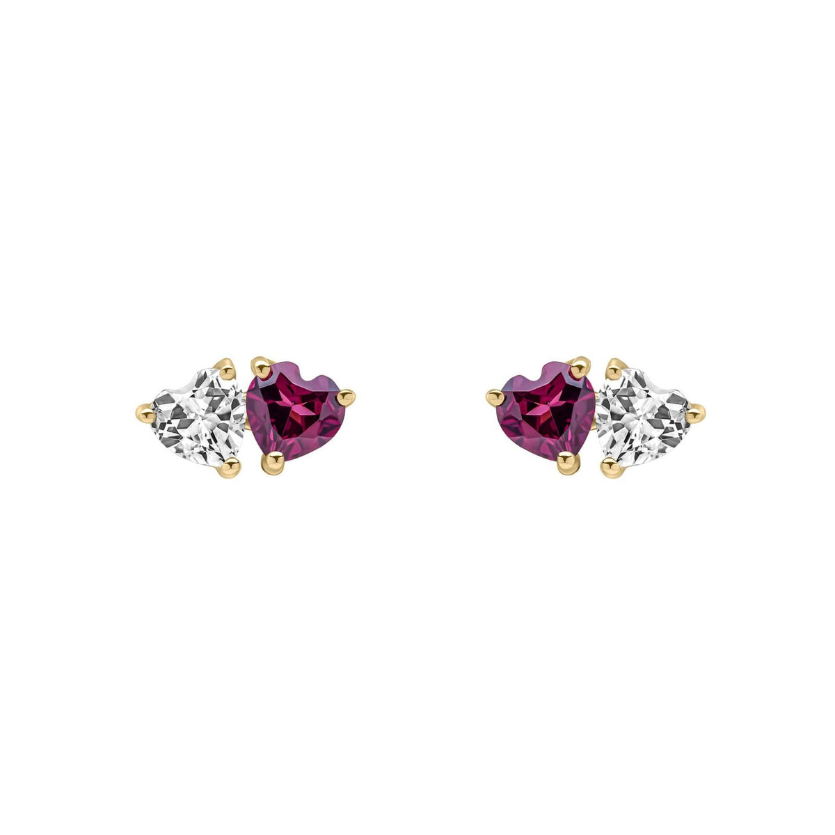Garnet Heart Pendant & Earrings Set 9ct Yellow Gold 375 Hallmarked British Made