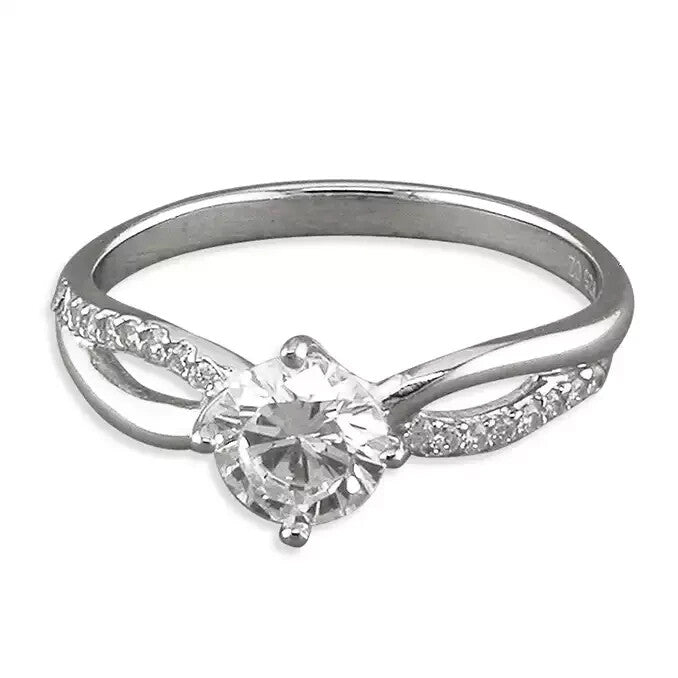 Solitaire Shoulders Ring Sterling Silver 925 Hallmarked British Made Size J - R