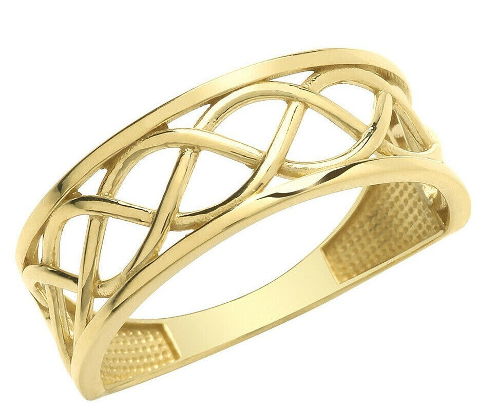 Celtic Ring 9ct Yellow Gold 375 Hallmarked Sizes L - Q British Made