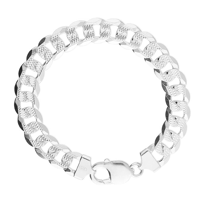 Gents Solid Sterling Silver DC Curb Chain Bracelet British Made 925 Hallmarked