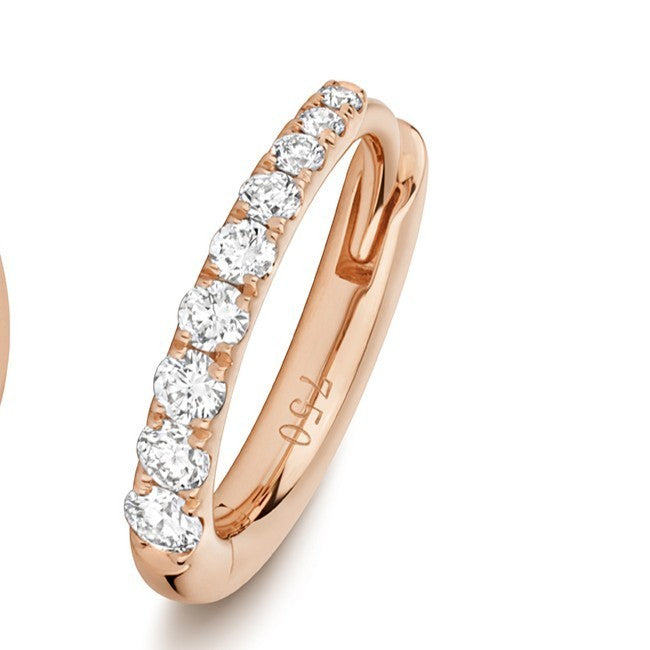 8mm Natural Diamond Hoop Earrings 18ct Rose Gold Hallmarked British Made