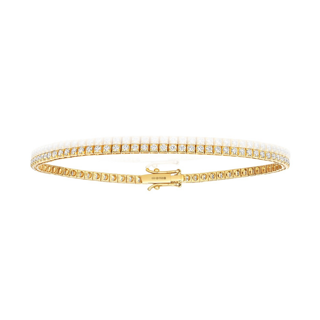 Natural Diamond 18ct Yellow Gold Tennis Bracelet 375 Hallmarked British Made