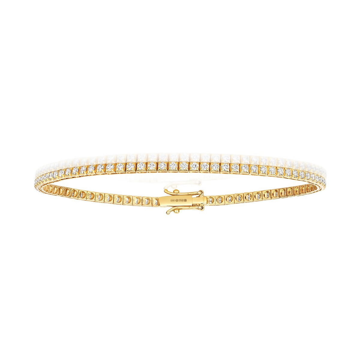 Natural Diamond 18ct Yellow Gold Tennis Bracelet 375 Hallmarked British Made