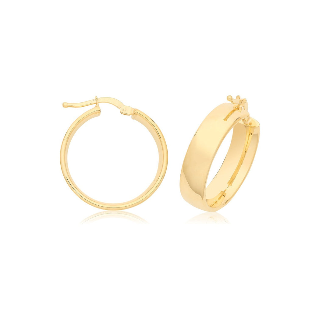 9ct Yellow Gold Chunky Hoop Earrings 375 Hallmark 8mm-20mm Diameter British Made