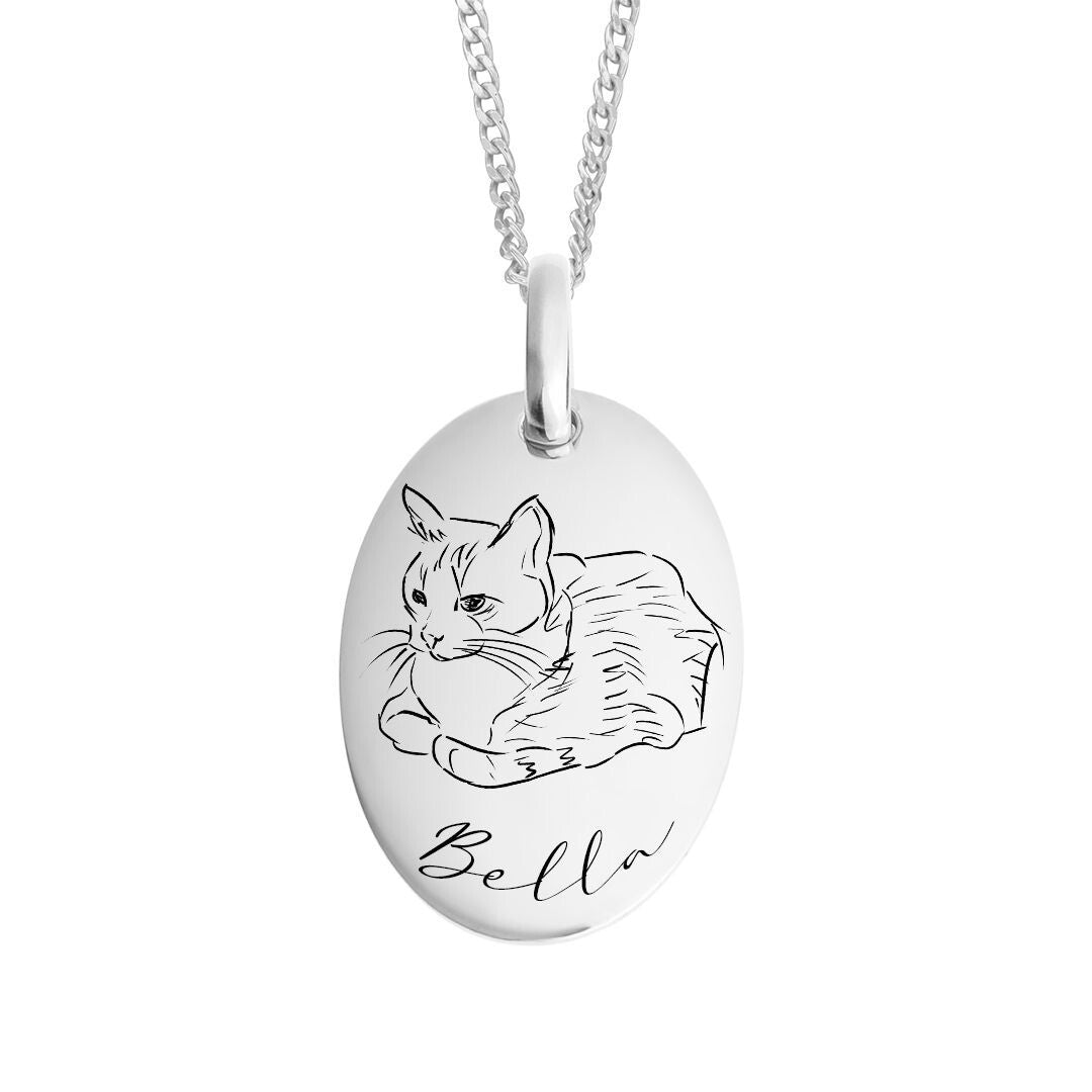 Oval Sterling Silver Tag Pendant 925 Hallmarked British Made All Chain Lengths