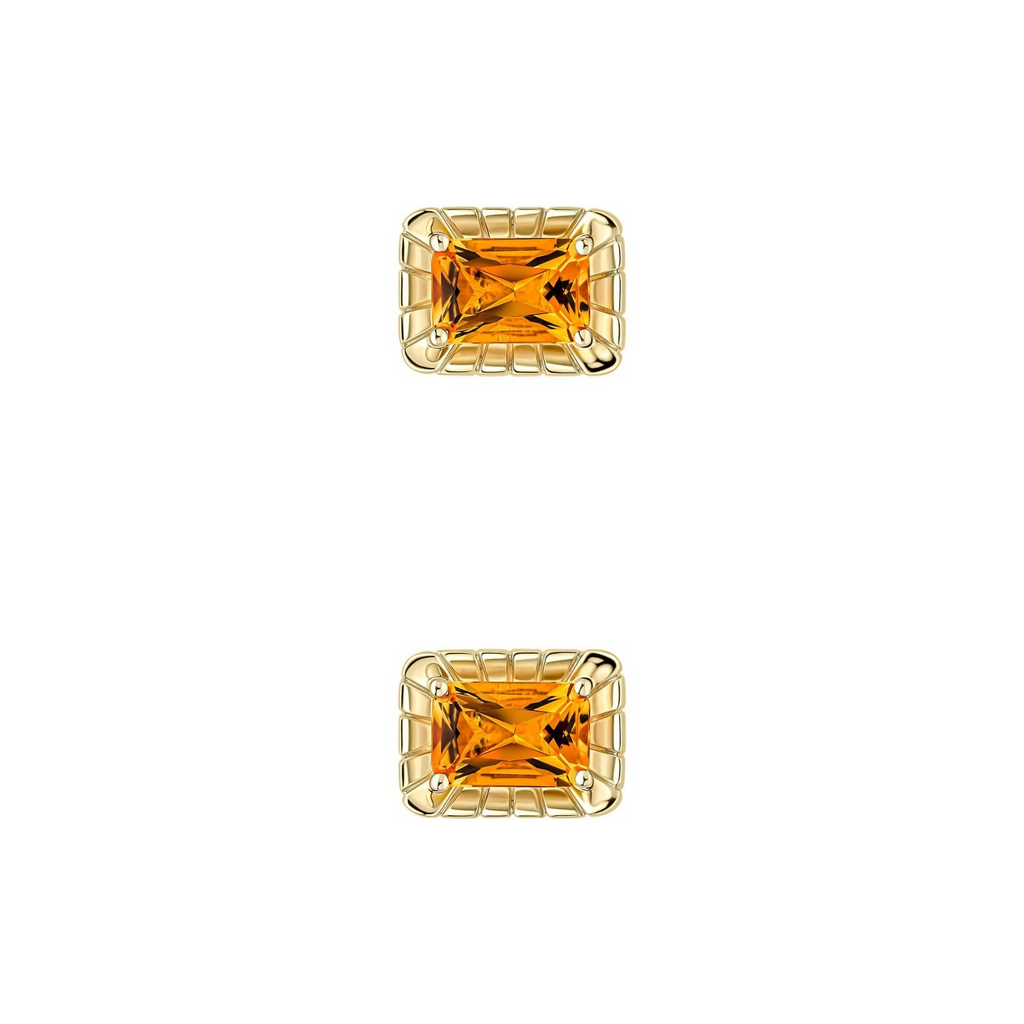 Octagonal Citrine Stud Earrings 9ct Yellow Gold 375 Hallmarked British Made