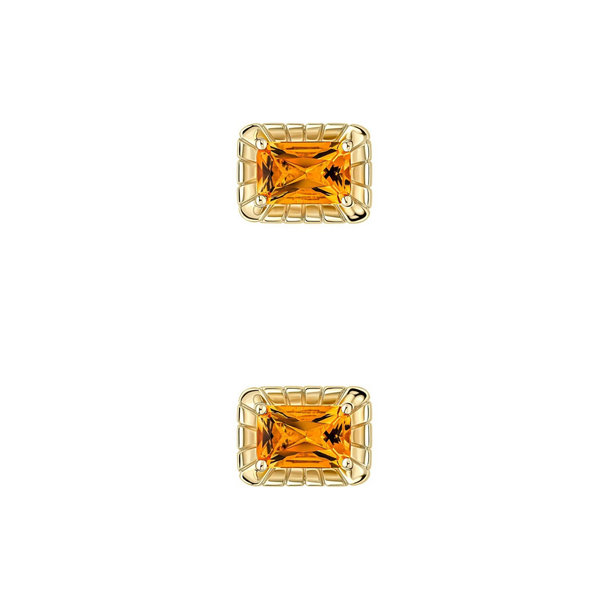 Octagonal Citrine Stud Earrings 9ct Yellow Gold 375 Hallmarked British Made