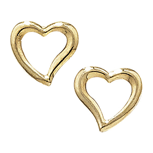 Open Heart Stud Earrings 9ct Yellow Gold Hallmarked Brand New Boxed