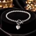 Sterling Silver Heart Bracelet T Bar Design 925 Hallmarked Brand New And Boxed