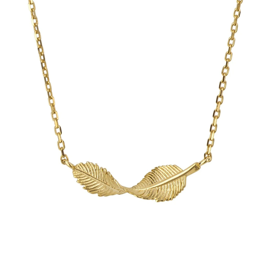 Twisted Leaf Necklace 9ct Yellow Gold 375 Hallmarked British Made Brand New