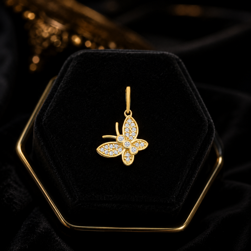 Butterfly 9ct Yellow Gold Pendant 375 Hallmarked British Made All Chain Lengths