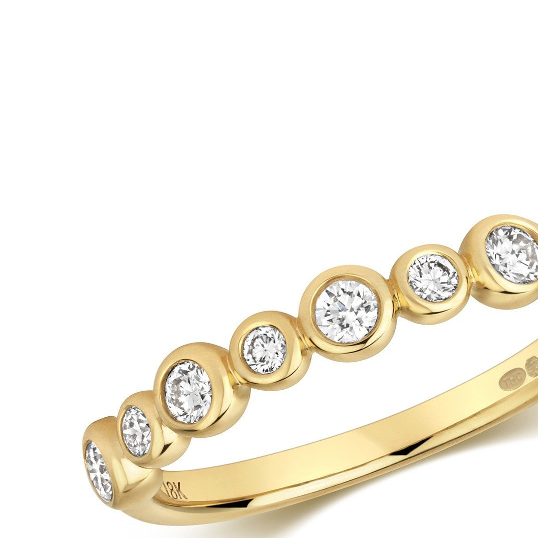 9 Natural Diamond Flush Eternity Ring 18ct Yellow Gold Hallmarked Sizes J - Q