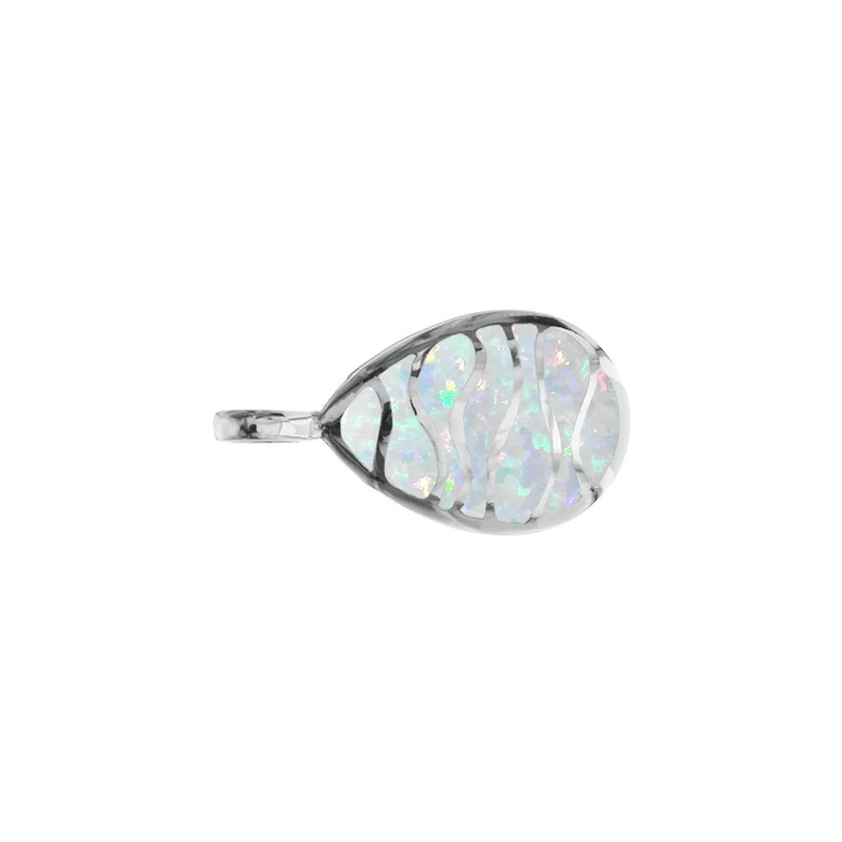 Wave Opal Teardrop Pendant Sterling Silver 925 Hallmarked All Chain Lengths