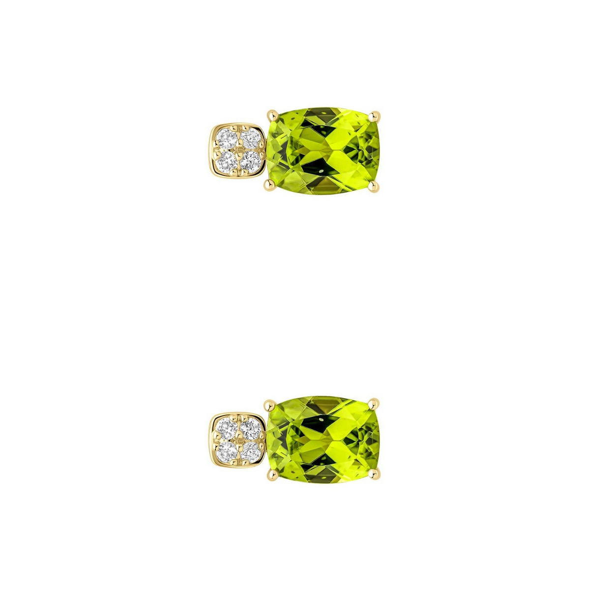 Peridot & Diamond Drop Earrings 9ct Yellow Gold 375 Hallmarked British Made
