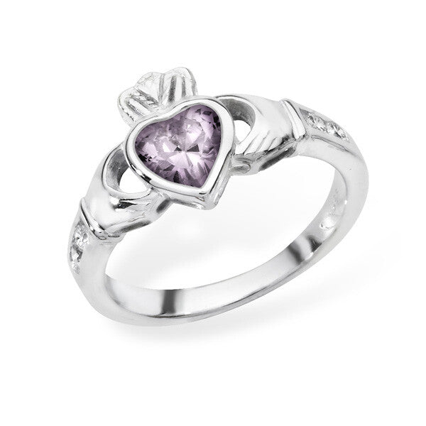 Sterling Silver Alexandrite Ring Claddagh June Stone 925 Hallmarked Size J - R