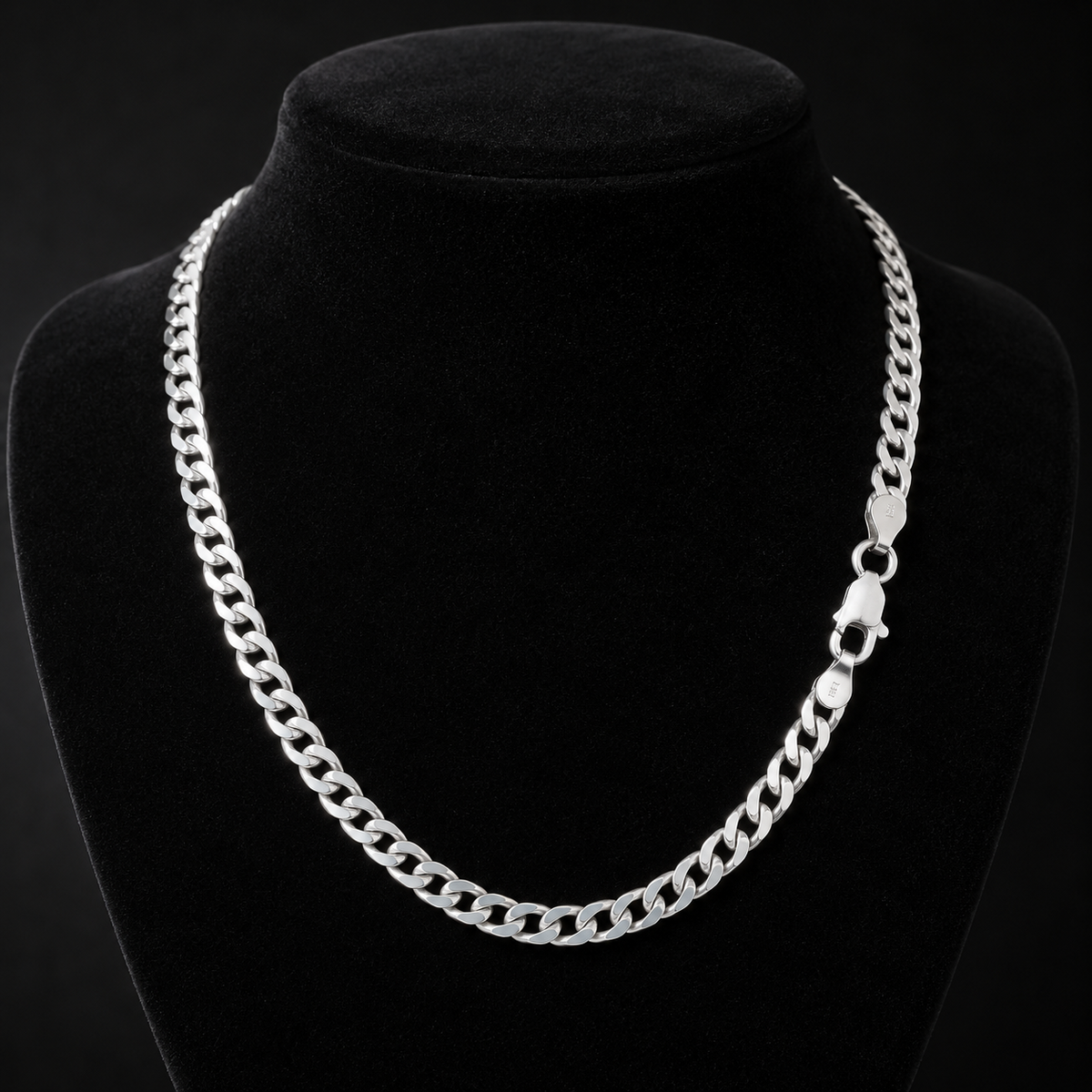 Gents Flat Curb Chain Solid Sterling Silver 925 Hallmarked British Made