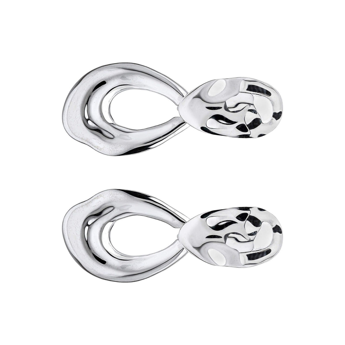 Molten Oval Drop Earrings Sterling Silver 925 Hallmarked Brand New Boxed