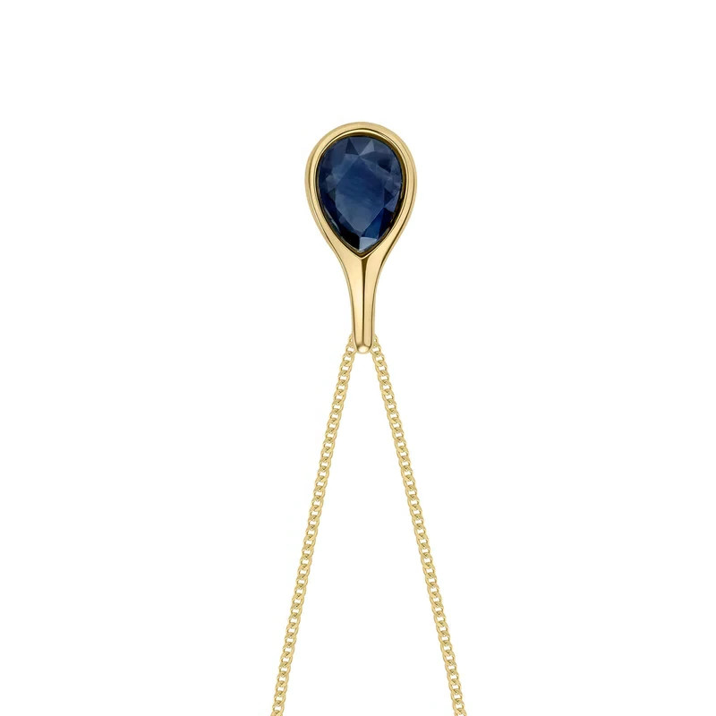 Flush Teardrop Sapphire Pendant 9ct Yellow Gold 375 Hallmarked British Made
