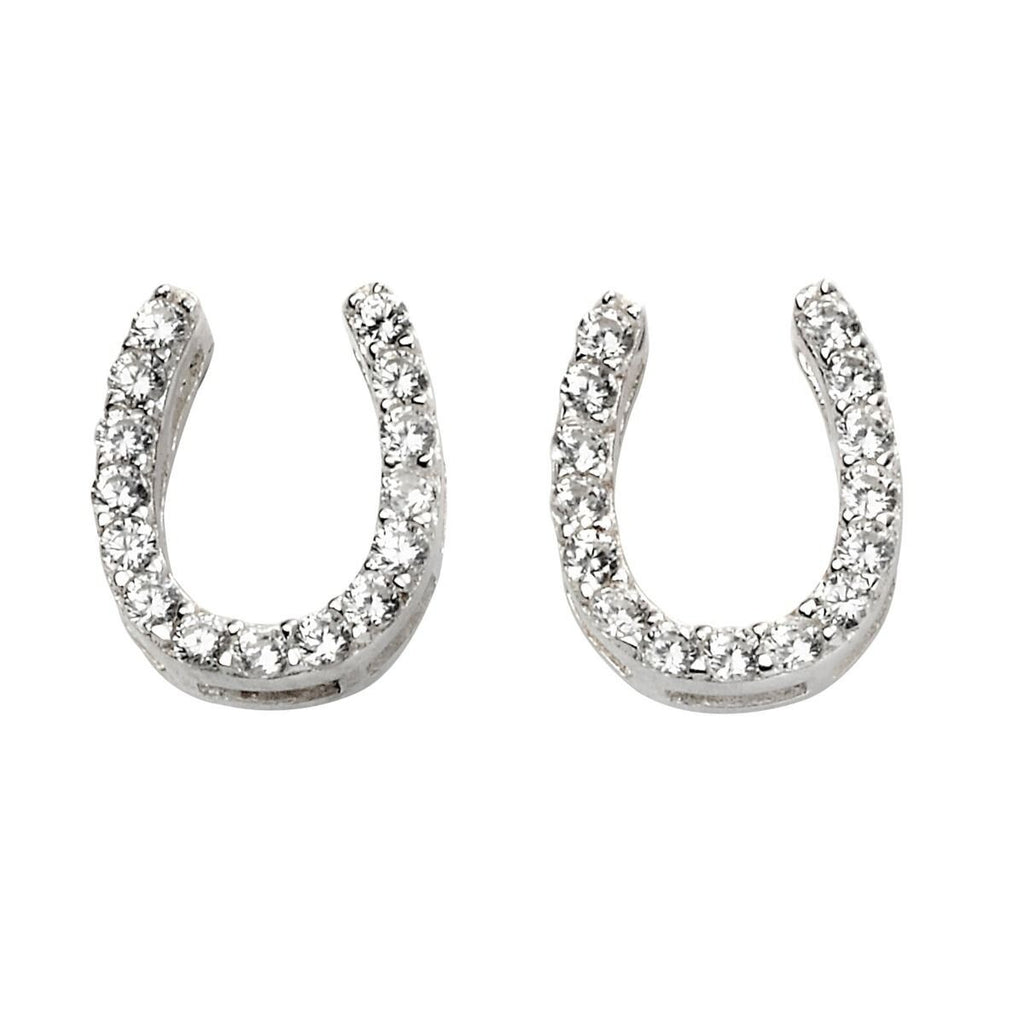 Horse Shoes Stud Earrings Sterling Silver 925 Hallmarked Brand New Boxed