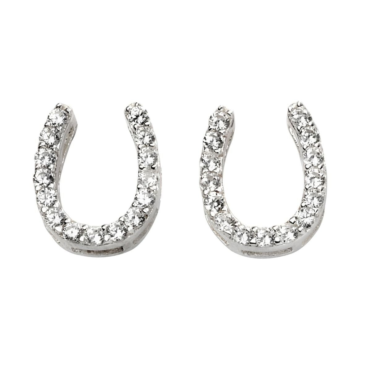Horse Shoes Stud Earrings Sterling Silver 925 Hallmarked Brand New Boxed