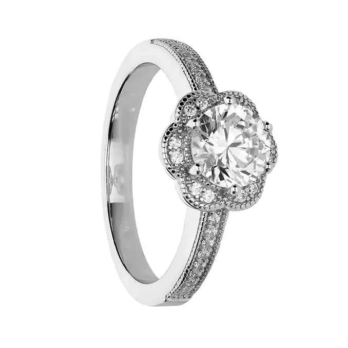 Vintage Floral Ring Sterling Silver 925 Hallmarked British Made Size L - R