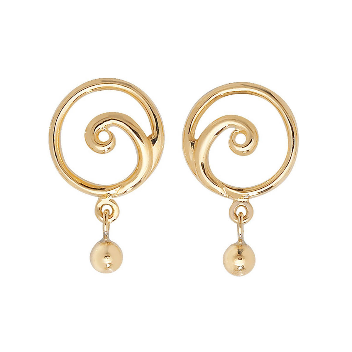 Organic Swirl Drop Earrings 9ct Yellow Gold 375 Hallmarked Brand New Boxed
