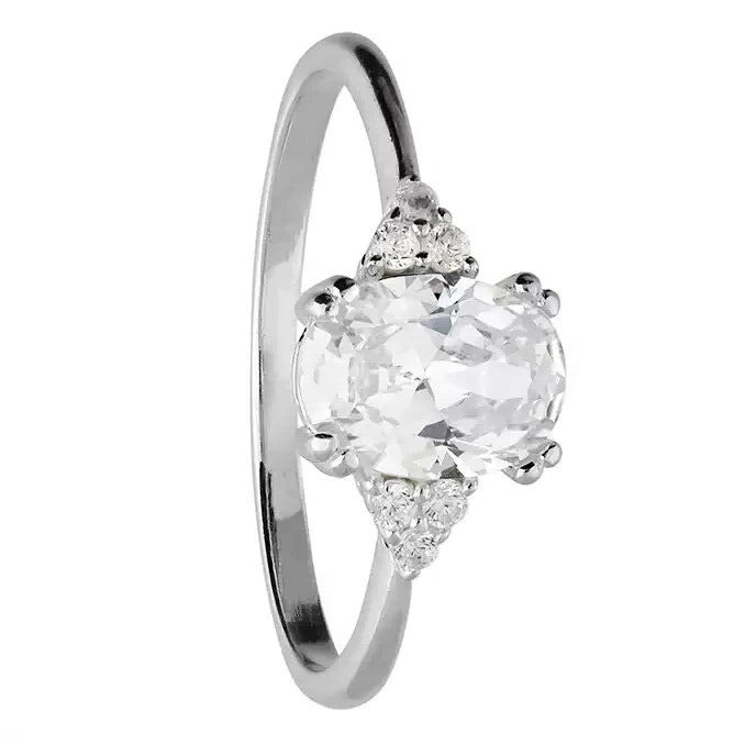 Triangular Surround Ring Sterling Silver 925 Hallmarked British Made Size L - R