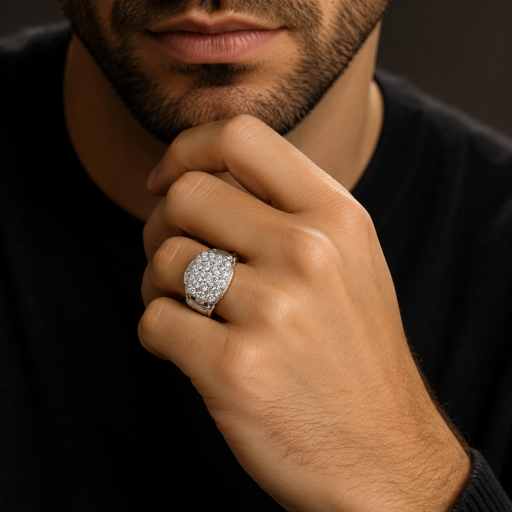 Gents Boxing Glove Ring Sterling Silver Engagement Gents Hallmarked Sizes R - Z