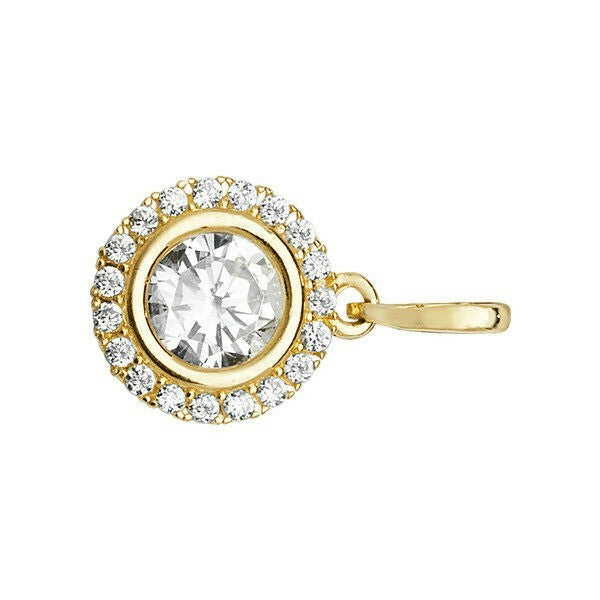 9ct Yellow Gold Halo Pendant Hallmarked British Made All Chain Lengths