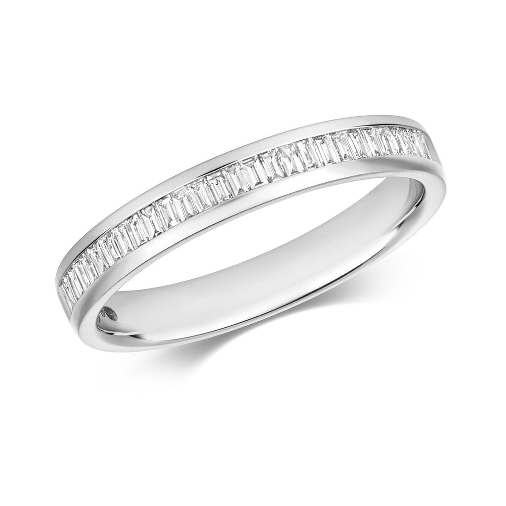 Natural Diamond Baguette Eternity Ring 18ct White Gold Hallmarked Sizes J - Q