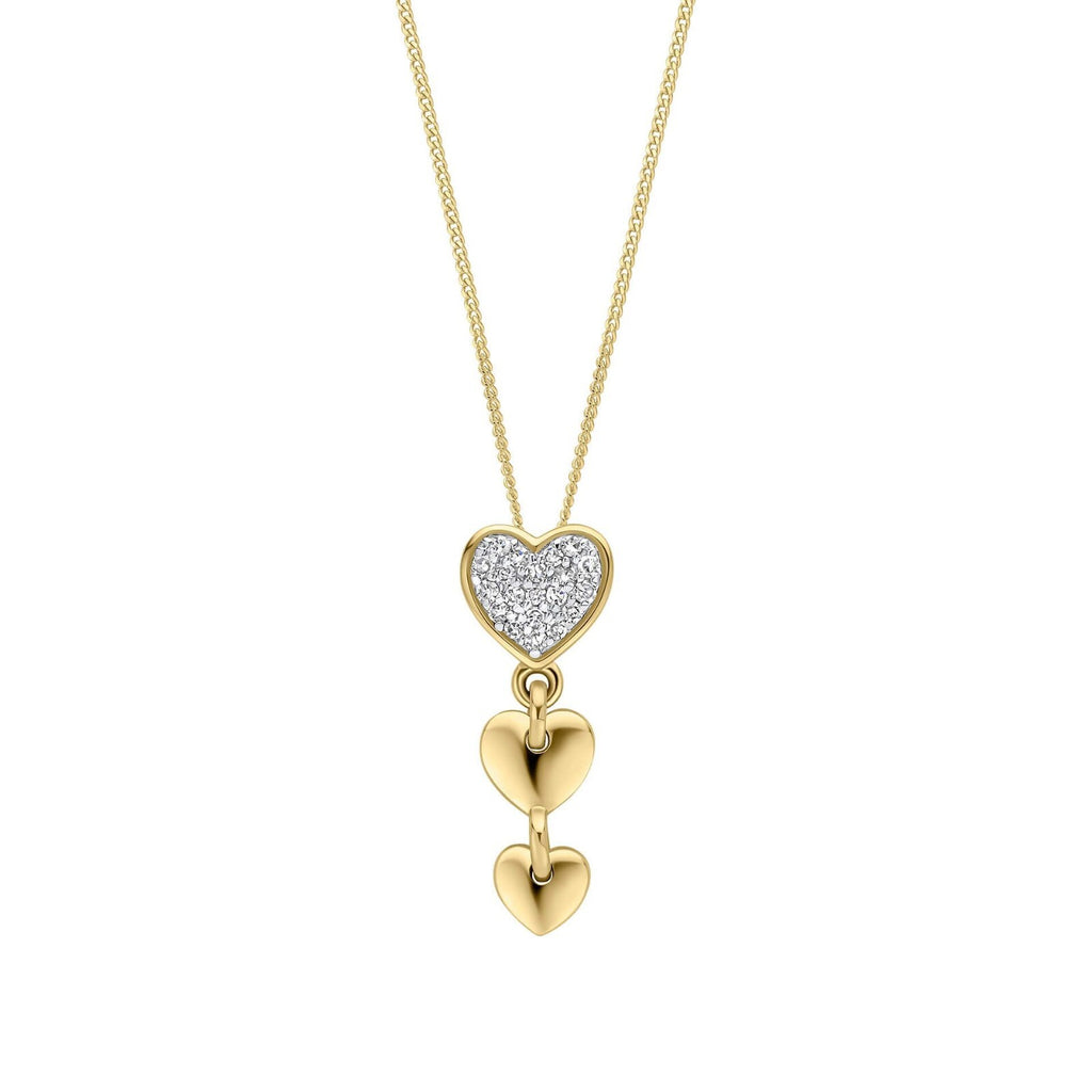 Heart Natural Diamond Pendant 9ct Yellow Gold 375 Hallmarked British Made