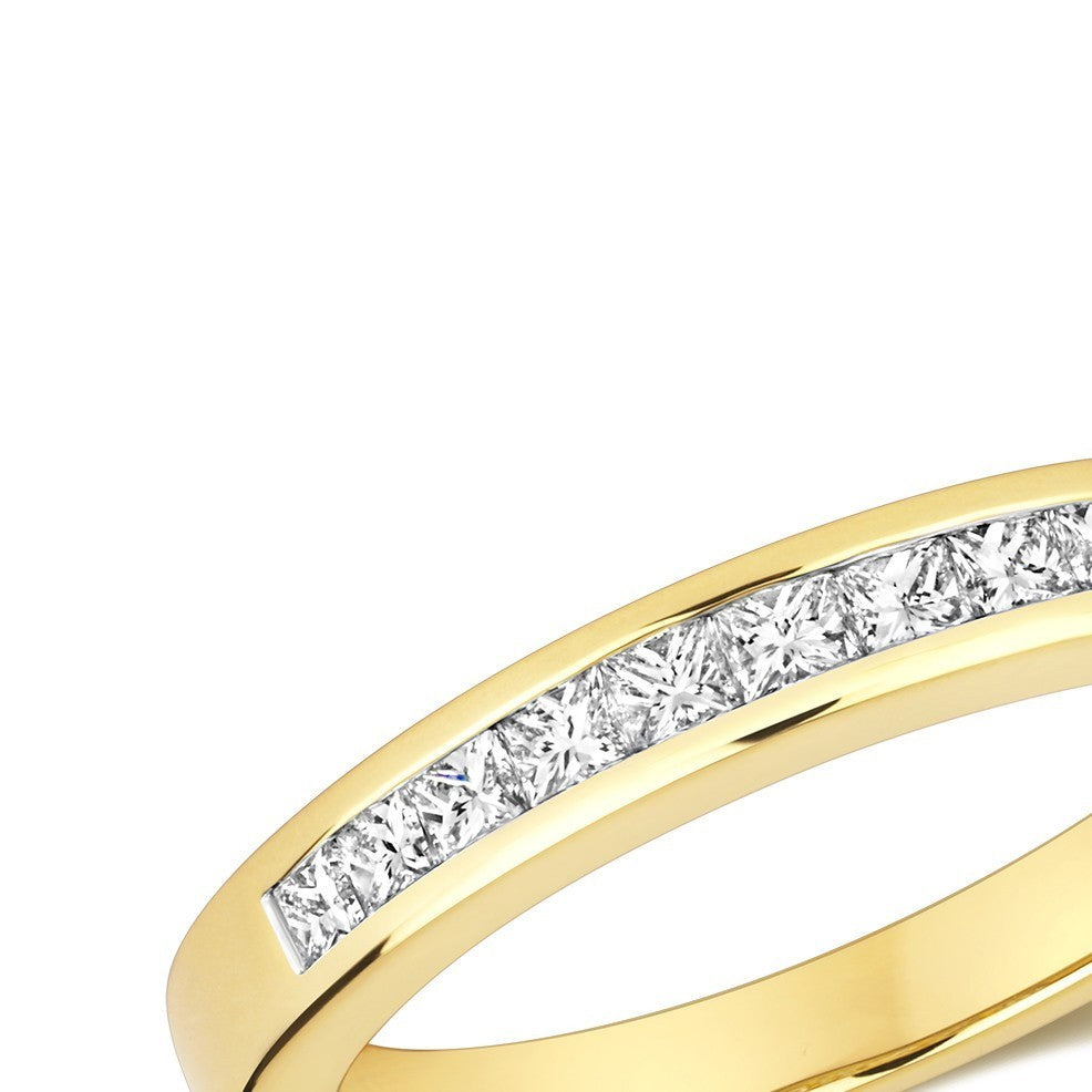 Channel Set Natural Diamond Ring 18ct Yellow Gold 375 Hallmarked Sizes J - Q