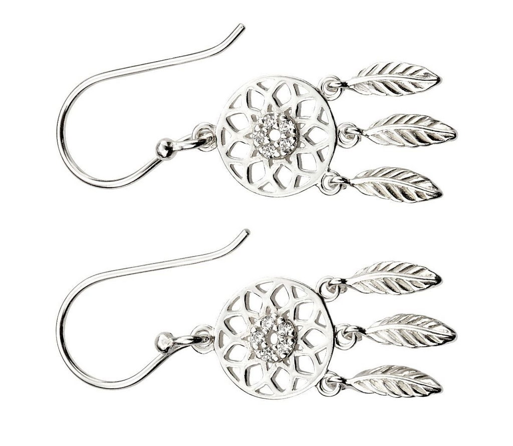Leaf Dream Catcher Earrings Solid Sterling Silver 925 Hallmarked Brand New Boxed