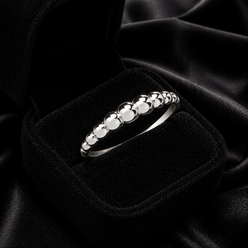 Bobble Ring 9ct White Gold 375 Hallmarked Sizes J - T British Made