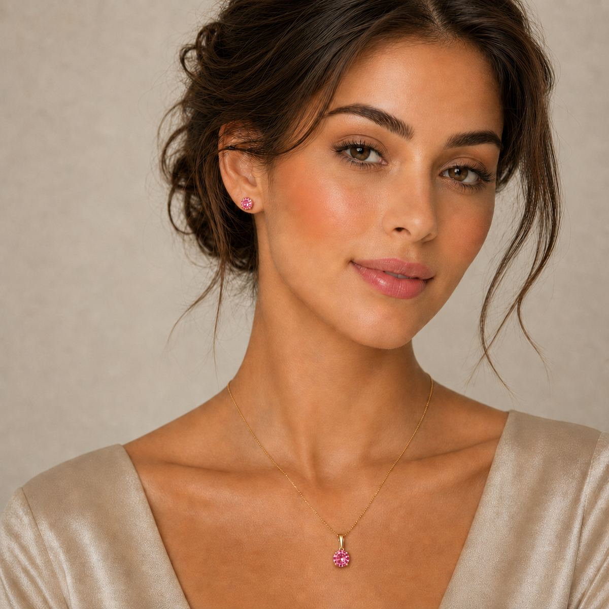 Topaz Pendant and Earrings Set Solid Yellow Gold Solitaire 18" Chain Hallmark