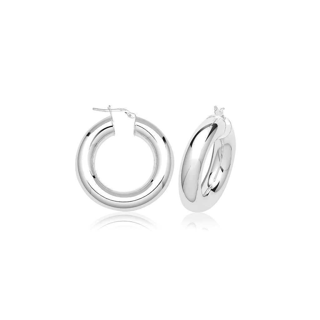 Plain Chunky Sterling Silver Hoops 925 Hallmarked 15mm - 50mm Diameter