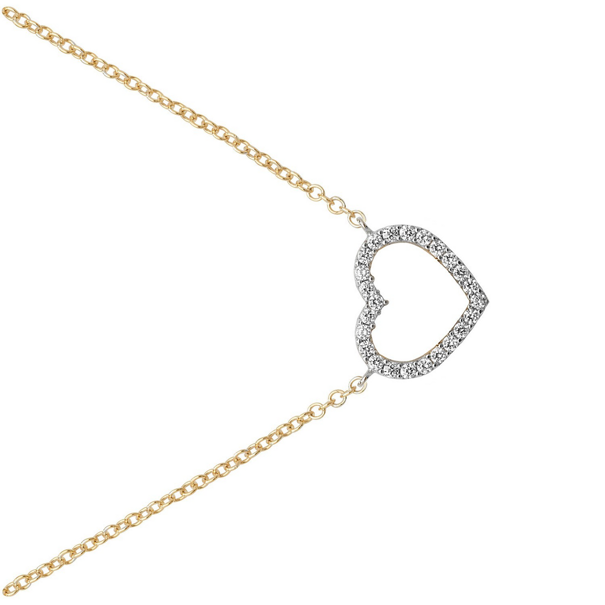 Sparking Open Heart Necklace 9ct Yellow Gold 375 Hallmarked British Made
