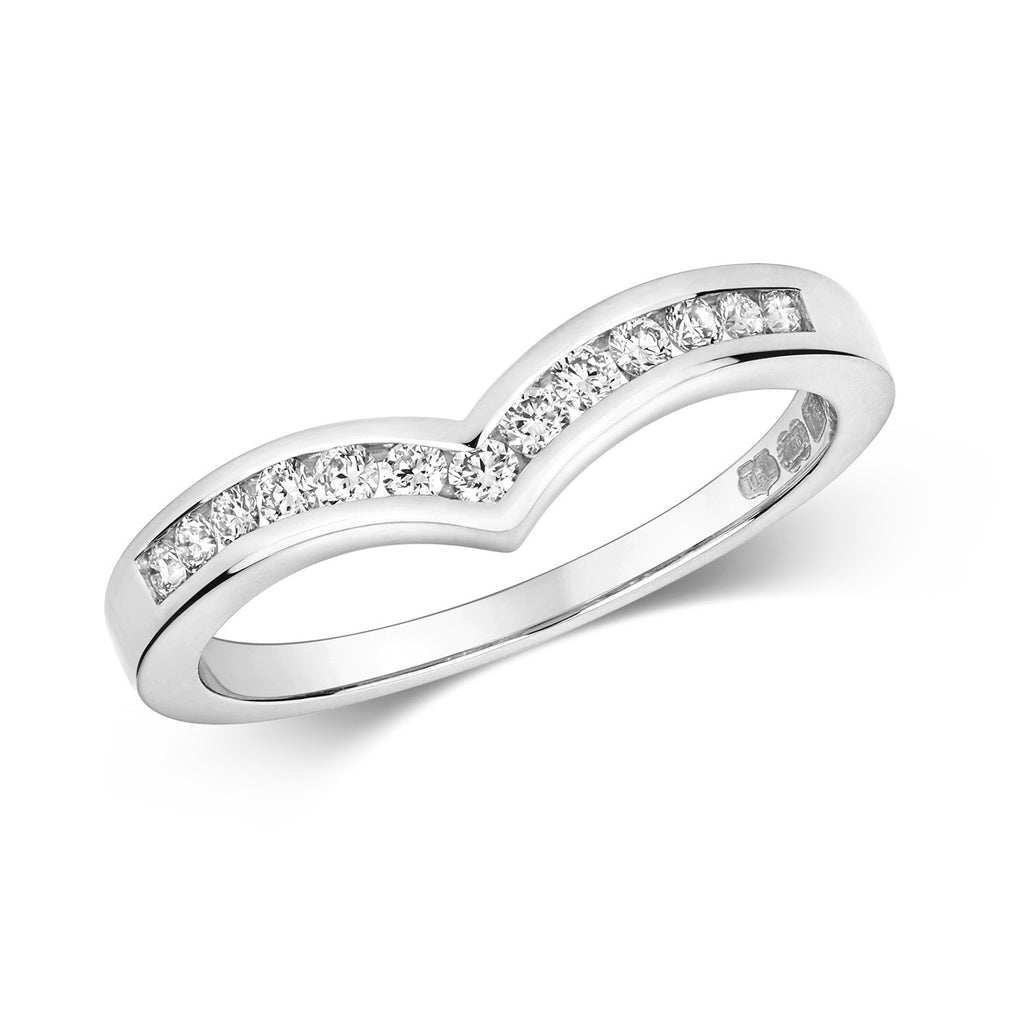 13 Natural Diamond Wishbone Ring 18ct White Gold Hallmarked Sizes J - Q